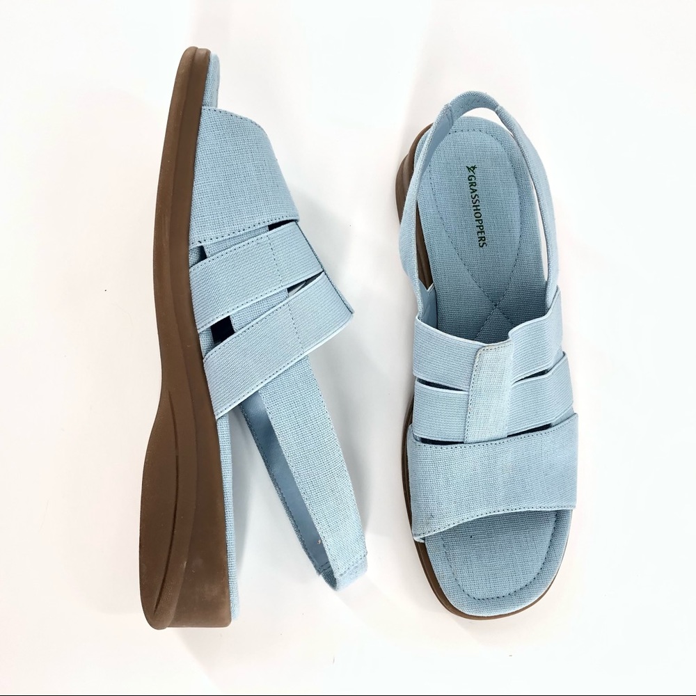 Grasshopper Blue Fabric Sandals